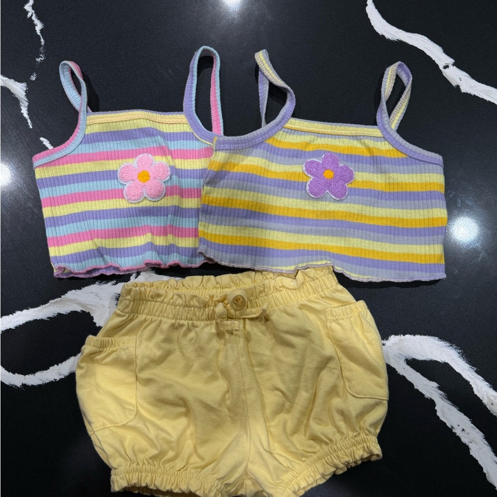 toddler tank tops cropped with yellow shorts